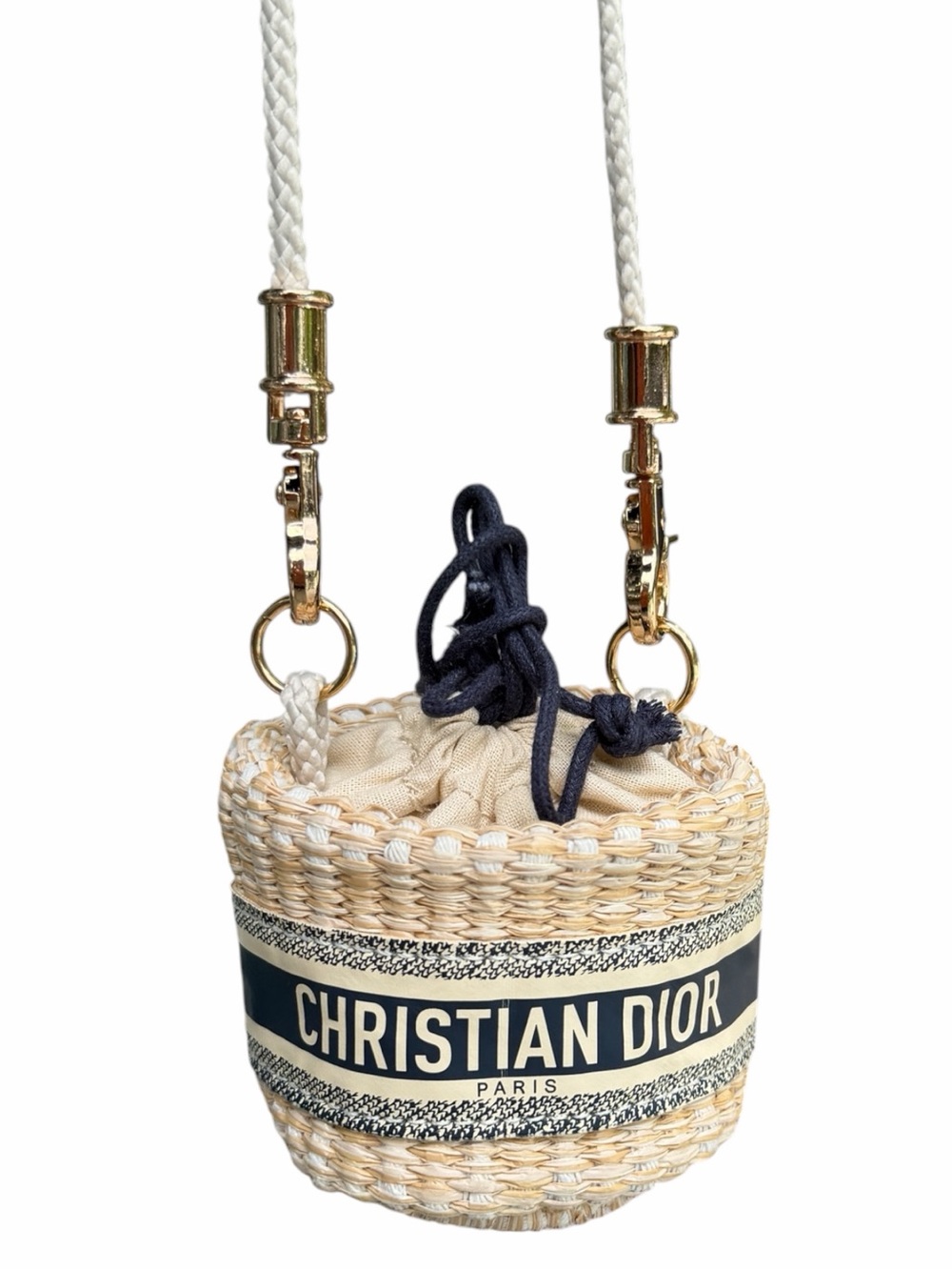 Christian Dior Beauty Mini Raffia Bucket Crossbody Bag New - Picture 2 of 14